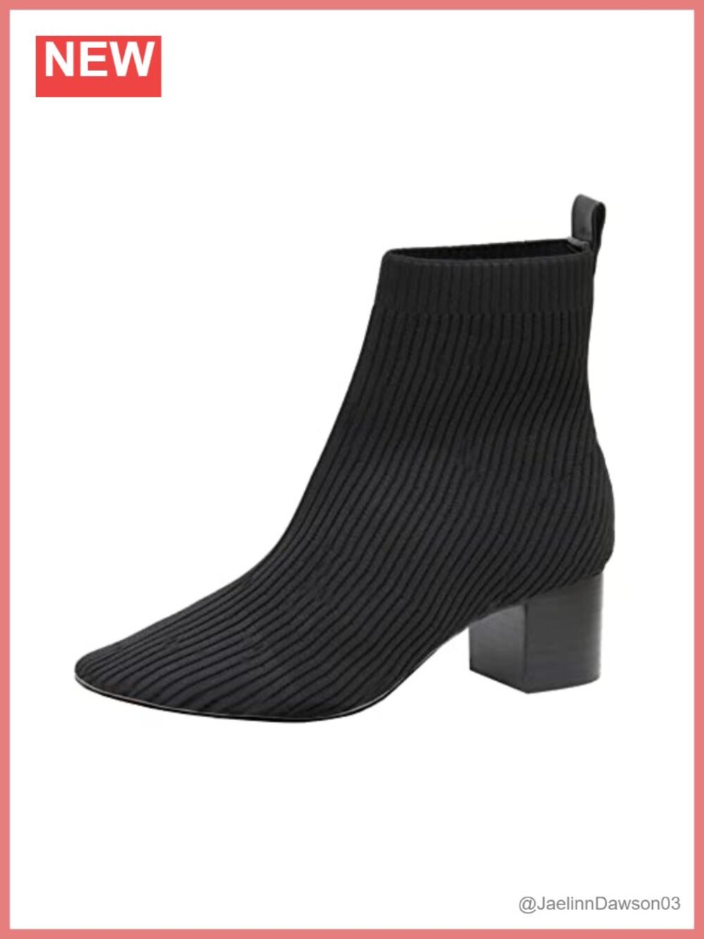 Stretch Knit Sock Booties Pointed Toe Block Heel Slip On Ankle Boots
